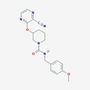 molecular formula C19H21N5O3 B2629228 3-((3-cyanopyrazin-2-yl)oxy)-N-(4-methoxybenzyl)piperidine-1-carboxamide CAS No. 2034478-47-0