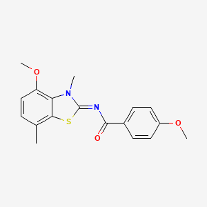 molecular formula C18H18N2O3S B2629237 4-methoxy-N-(4-methoxy-3,7-dimethyl-1,3-benzothiazol-2-ylidene)benzamide CAS No. 1164471-44-6