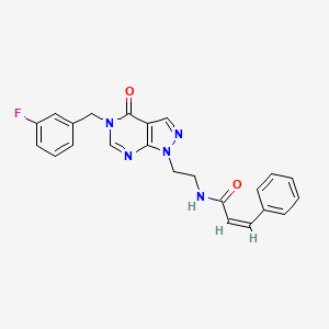 molecular formula C23H20FN5O2 B2629247 (Z)-N-(2-(5-(3-fluorobenzyl)-4-oxo-4,5-dihydro-1H-pyrazolo[3,4-d]pyrimidin-1-yl)ethyl)-3-phenylacrylamide CAS No. 1006972-11-7