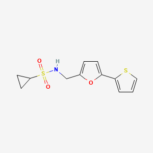 molecular formula C12H13NO3S2 B2629253 N-((5-(thiophen-2-yl)furan-2-yl)methyl)cyclopropanesulfonamide CAS No. 2034592-94-2