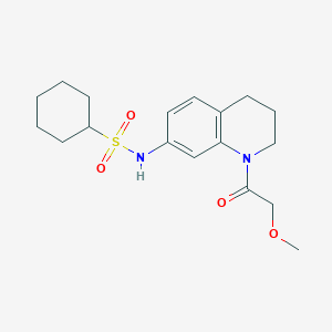 molecular formula C18H26N2O4S B2629266 N-(1-(2-甲氧基乙酰基)-1,2,3,4-四氢喹啉-7-基)环己烷磺酰胺 CAS No. 1172734-51-8