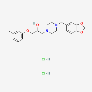 molecular formula C22H30Cl2N2O4 B2629272 1-(4-(Benzo[d][1,3]dioxol-5-ylmethyl)piperazin-1-yl)-3-(m-tolyloxy)propan-2-ol dihydrochloride CAS No. 1177720-28-3