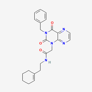 molecular formula C23H25N5O3 B2629303 2-(3-苄基-2,4-二氧代-3,4-二氢蝶啶-1(2H)-基)-N-(2-(环己-1-烯-1-基)乙基)乙酰胺 CAS No. 1421451-59-3