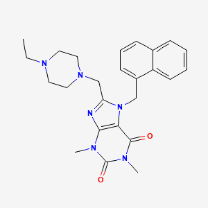 molecular formula C25H30N6O2 B2629322 8-[(4-Ethylpiperazin-1-yl)methyl]-1,3-dimethyl-7-(naphthalen-1-ylmethyl)purine-2,6-dione CAS No. 851939-86-1