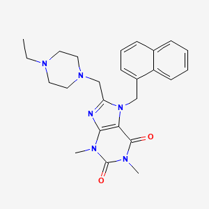 molecular formula C25H30N6O2 B2629322 8-[(4-ethylpiperazin-1-yl)methyl]-1,3-dimethyl-7-[(naphthalen-1-yl)methyl]-2,3,6,7-tetrahydro-1H-purine-2,6-dione CAS No. 851939-86-1