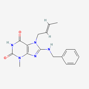 molecular formula C17H19N5O2 B2629325 8-(benzylamino)-7-[(E)-but-2-enyl]-3-methylpurine-2,6-dione CAS No. 305864-89-5