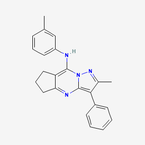 molecular formula C23H22N4 B2629333 2-甲基-3-苯基-N-(间甲苯基)-6,7-二氢-5H-环戊[d]吡唑并[1,5-a]嘧啶-8-胺 CAS No. 896846-46-1