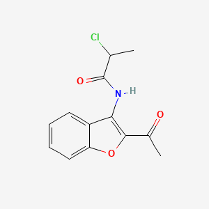 molecular formula C13H12ClNO3 B2629336 N-(2-acetyl-1-benzofuran-3-yl)-2-chloropropanamide CAS No. 1208828-89-0