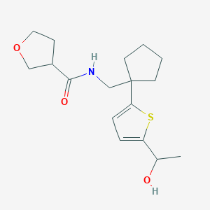 molecular formula C17H25NO3S B2629351 N-((1-(5-(1-hydroxyethyl)thiophen-2-yl)cyclopentyl)methyl)tetrahydrofuran-3-carboxamide CAS No. 2097915-39-2