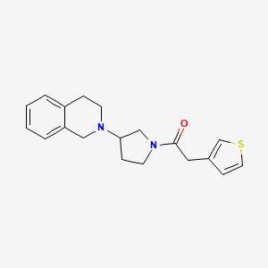 molecular formula C19H22N2OS B2629360 1-(3-(3,4-dihydroisoquinolin-2(1H)-yl)pyrrolidin-1-yl)-2-(thiophen-3-yl)ethanone CAS No. 2034308-39-7