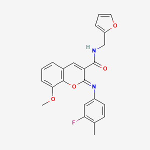 molecular formula C23H19FN2O4 B2629376 (2Z)-2-[(3-fluoro-4-methylphenyl)imino]-N-(furan-2-ylmethyl)-8-methoxy-2H-chromene-3-carboxamide CAS No. 1327184-01-9