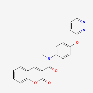 molecular formula C22H17N3O4 B2629377 N-methyl-N-(4-((6-methylpyridazin-3-yl)oxy)phenyl)-2-oxo-2H-chromene-3-carboxamide CAS No. 1207016-48-5