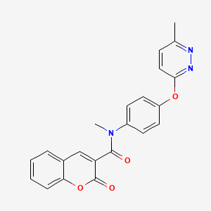 molecular formula C22H17N3O4 B2629377 N-甲基-N-(4-((6-甲基哒嗪-3-基)氧基)苯基)-2-氧代-2H-色烯-3-甲酰胺 CAS No. 1207016-48-5