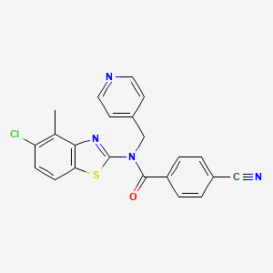 molecular formula C22H15ClN4OS B2629392 N-(5-chloro-4-methylbenzo[d]thiazol-2-yl)-4-cyano-N-(pyridin-4-ylmethyl)benzamide CAS No. 923678-61-9
