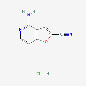 molecular formula C8H6ClN3O B2629414 4-氨基呋喃并[3,2-c]吡啶-2-碳腈盐酸盐 CAS No. 2171815-34-0