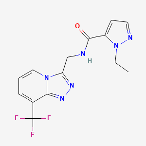 molecular formula C14H13F3N6O B2629432 1-ethyl-N-((8-(trifluoromethyl)-[1,2,4]triazolo[4,3-a]pyridin-3-yl)methyl)-1H-pyrazole-5-carboxamide CAS No. 2034551-18-1