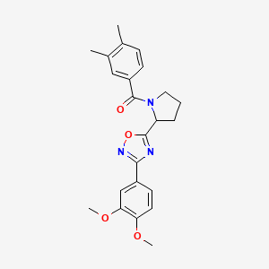 molecular formula C23H25N3O4 B2629434 3-(3,4-Dimethoxyphenyl)-5-[1-(3,4-dimethylbenzoyl)pyrrolidin-2-yl]-1,2,4-oxadiazole CAS No. 1795393-67-7
