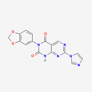 molecular formula C16H10N6O4 B2629435 3-(1,3-benzodioxol-5-yl)-7-(1H-imidazol-1-yl)pyrimido[4,5-d]pyrimidine-2,4(1H,3H)-dione CAS No. 1255784-57-6