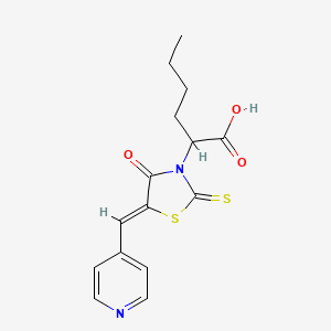 molecular formula C15H16N2O3S2 B2629440 (Z)-2-(4-oxo-5-(pyridin-4-ylmethylene)-2-thioxothiazolidin-3-yl)hexanoic acid CAS No. 880007-72-7