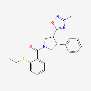 (2-(Ethylthio)phenyl)(3-(3-methyl-1,2,4-oxadiazol-5-yl)-4-phenylpyrrolidin-1-yl)methanone