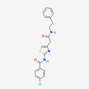 molecular formula C20H18ClN3O2S B2629458 4-氯-N-(4-(2-氧代-2-(苯乙氨基)乙基)噻唑-2-基)苯甲酰胺 CAS No. 921834-66-4