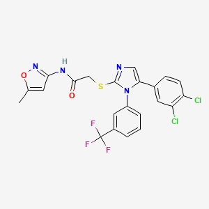 molecular formula C22H15Cl2F3N4O2S B2629469 2-((5-(3,4-二氯苯基)-1-(3-(三氟甲基)苯基)-1H-咪唑-2-基)硫代)-N-(5-甲基异恶唑-3-基)乙酰胺 CAS No. 1226449-53-1