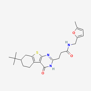 molecular formula C23H29N3O3S B2629474 3-(7-叔丁基-4-氧代-3,4,5,6,7,8-六氢[1]苯并噻吩并[2,3-d]嘧啶-2-基)-N-[(5-甲基-2-呋喃基)甲基]丙酰胺 CAS No. 950346-45-9