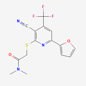 2-((3-cyano-6-(furan-2-yl)-4-(trifluoromethyl)pyridin-2-yl)thio)-N,N-dimethylacetamide