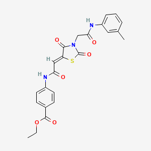 (Z)-ethyl 4-(2-(2,4-dioxo-3-(2-oxo-2-(m-tolylamino)ethyl)thiazolidin-5-ylidene)acetamido)benzoate