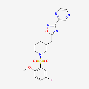 5-((1-((5-Fluoro-2-methoxyphenyl)sulfonyl)piperidin-3-yl)methyl)-3-(pyrazin-2-yl)-1,2,4-oxadiazole