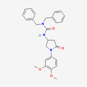 molecular formula C27H29N3O4 B2629516 1,1-Dibenzyl-3-[1-(3,4-dimethoxyphenyl)-5-oxopyrrolidin-3-yl]urea CAS No. 894043-62-0
