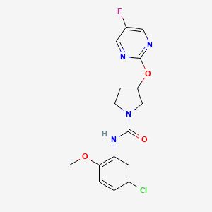 molecular formula C16H16ClFN4O3 B2629519 N-(5-chloro-2-methoxyphenyl)-3-((5-fluoropyrimidin-2-yl)oxy)pyrrolidine-1-carboxamide CAS No. 2034246-42-7