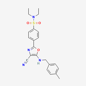 4-(4-cyano-5-((4-methylbenzyl)amino)oxazol-2-yl)-N,N-diethylbenzenesulfonamide