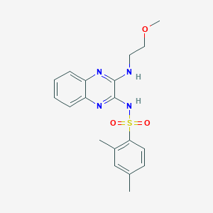 molecular formula C19H22N4O3S B2629538 N-[3-(2-methoxyethylamino)quinoxalin-2-yl]-2,4-dimethylbenzenesulfonamide CAS No. 713088-08-5