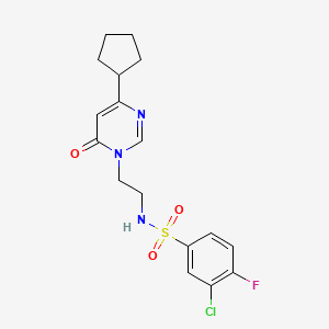 3-chloro-N-(2-(4-cyclopentyl-6-oxopyrimidin-1(6H)-yl)ethyl)-4-fluorobenzenesulfonamide
