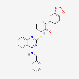 N-(1,3-benzodioxol-5-yl)-2-[4-(benzylamino)quinazolin-2-yl]sulfanylbutanamide