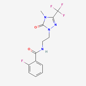molecular formula C13H12F4N4O2 B2629559 2-fluoro-N-(2-(4-methyl-5-oxo-3-(trifluoromethyl)-4,5-dihydro-1H-1,2,4-triazol-1-yl)ethyl)benzamide CAS No. 1421515-14-1