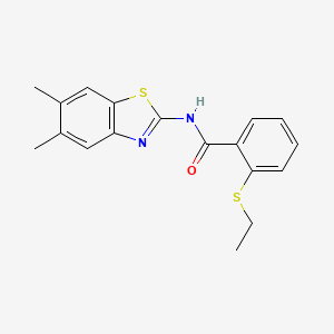 molecular formula C18H18N2OS2 B2629567 N-(5,6-dimethylbenzo[d]thiazol-2-yl)-2-(ethylthio)benzamide CAS No. 898429-83-9