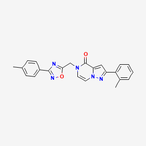 molecular formula C23H19N5O2 B2629572 2-(o-tolyl)-5-((3-(p-tolyl)-1,2,4-oxadiazol-5-yl)methyl)pyrazolo[1,5-a]pyrazin-4(5H)-one CAS No. 1207055-90-0