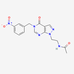molecular formula C16H16N6O4 B2629575 N-(2-(5-(3-nitrobenzyl)-4-oxo-4,5-dihydro-1H-pyrazolo[3,4-d]pyrimidin-1-yl)ethyl)acetamide CAS No. 922060-25-1