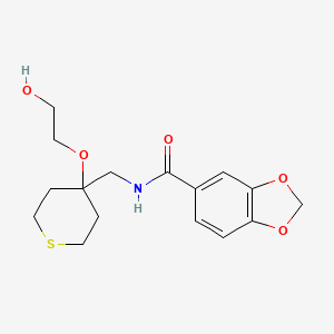 molecular formula C16H21NO5S B2629579 N-((4-(2-羟乙氧基)四氢-2H-噻吩-4-基)甲基)苯并[d][1,3]二氧杂环-5-甲酰胺 CAS No. 2320680-63-3