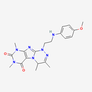 molecular formula C20H25N7O3 B2629581 1-(2-((4-methoxyphenyl)amino)ethyl)-3,4,7,9-tetramethyl-7,9-dihydro-[1,2,4]triazino[3,4-f]purine-6,8(1H,4H)-dione CAS No. 923674-08-2