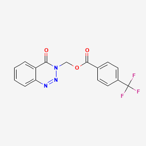 molecular formula C16H10F3N3O3 B2629582 (4-oxobenzo[d][1,2,3]triazin-3(4H)-yl)methyl 4-(trifluoromethyl)benzoate CAS No. 379716-11-7