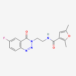 molecular formula C16H15FN4O3 B2629600 N-(2-(6-fluoro-4-oxobenzo[d][1,2,3]triazin-3(4H)-yl)ethyl)-2,5-dimethylfuran-3-carboxamide CAS No. 1903846-30-9