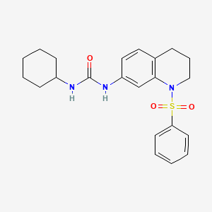 molecular formula C22H27N3O3S B2629607 1-Cyclohexyl-3-(1-(phenylsulfonyl)-1,2,3,4-tetrahydroquinolin-7-yl)urea CAS No. 1203422-65-4