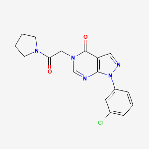 molecular formula C17H16ClN5O2 B2629611 1-(3-Chlorophenyl)-5-(2-oxo-2-pyrrolidin-1-ylethyl)pyrazolo[3,4-d]pyrimidin-4-one CAS No. 895015-60-8