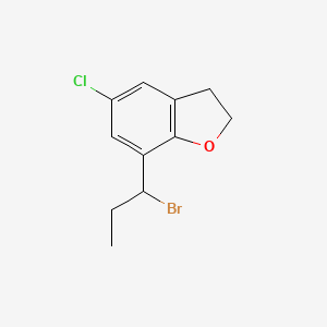 molecular formula C11H12BrClO B2629612 7-(1-Bromopropyl)-5-chloro-2,3-dihydro-1-benzofuran CAS No. 1566263-95-3