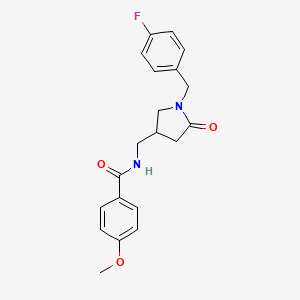 molecular formula C20H21FN2O3 B2629613 N-((1-(4-fluorobenzyl)-5-oxopyrrolidin-3-yl)methyl)-4-methoxybenzamide CAS No. 955251-71-5
