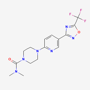 molecular formula C15H17F3N6O2 B2629616 N,N-dimethyl-4-(5-(5-(trifluoromethyl)-1,2,4-oxadiazol-3-yl)pyridin-2-yl)piperazine-1-carboxamide CAS No. 1235102-81-4