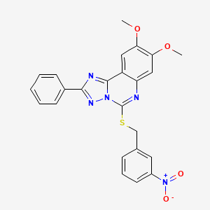 molecular formula C24H19N5O4S B2629618 8,9-Dimethoxy-5-((3-nitrobenzyl)thio)-2-phenyl-[1,2,4]triazolo[1,5-c]quinazoline CAS No. 901736-15-0